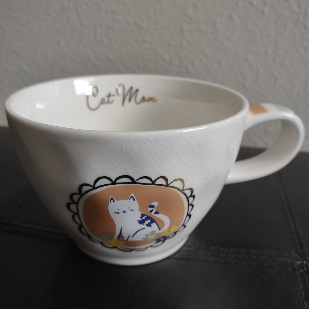 Threshold "Cat Mom" Stoneware Mug with Gold Trim and Crinkle Finish - Picture 2 of 9